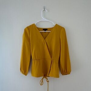 J. Crew Wrap Blouse Mustard Yellow Size 00P